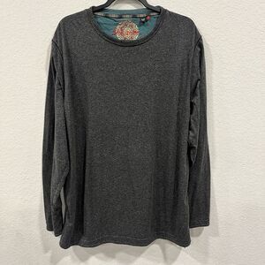 Robert Graham Long Sleeve Shirt Mens Size XL Charcoal Gray T-shirt 100% Cotton